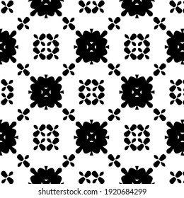 Geometric vector pattern with triangular elements. Seamless abstract ornament for wallpapers and backgrounds. Black and white colors.