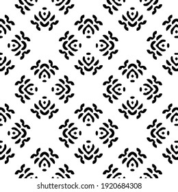 Geometric vector pattern with triangular elements. Seamless abstract ornament for wallpapers and backgrounds. Black and white colors.