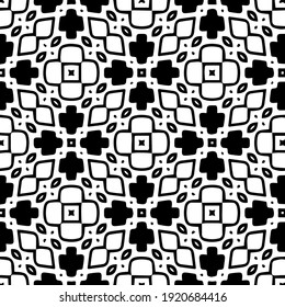 Geometric vector pattern with triangular elements. Seamless abstract ornament for wallpapers and backgrounds. Black and white colors.
