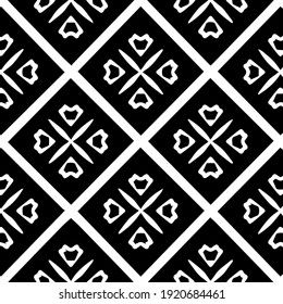 Geometric vector pattern with triangular elements. Seamless abstract ornament for wallpapers and backgrounds. Black and white colors.