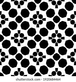 Geometric vector pattern with triangular elements. Seamless abstract ornament for wallpapers and backgrounds. Black and white colors.