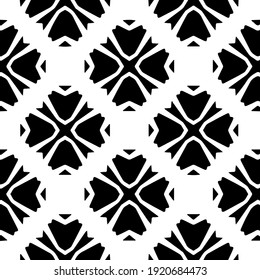 Geometric vector pattern with triangular elements. Seamless abstract ornament for wallpapers and backgrounds. Black and white colors.