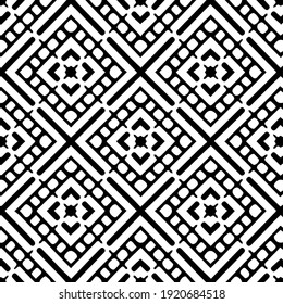 Geometric vector pattern with triangular elements. Seamless abstract ornament for wallpapers and backgrounds. Black and white colors.