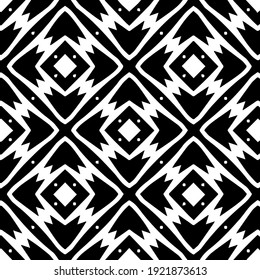 Geometric vector pattern with triangular elements. Seamless abstract ornament for wallpapers and backgrounds. Black and white colors.