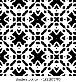 Geometric vector pattern with triangular elements. Seamless abstract ornament for wallpapers and backgrounds. Black and white colors.