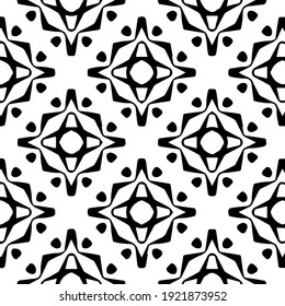 Geometric vector pattern with triangular elements. Seamless abstract ornament for wallpapers and backgrounds. Black and white colors.
