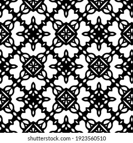 Geometric vector pattern with triangular elements. Seamless abstract ornament for wallpapers and backgrounds. Black and white colors.