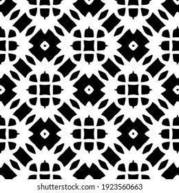 Geometric vector pattern with triangular elements. Seamless abstract ornament for wallpapers and backgrounds. Black and white colors.