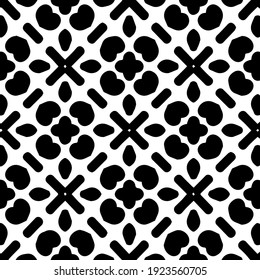 Geometric vector pattern with triangular elements. Seamless abstract ornament for wallpapers and backgrounds. Black and white colors.