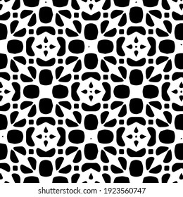 Geometric vector pattern with triangular elements. Seamless abstract ornament for wallpapers and backgrounds. Black and white colors.