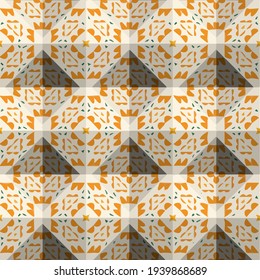 Geometric vector pattern with triangular elements. Seamless abstract ornament for wallpapers and backgrounds.