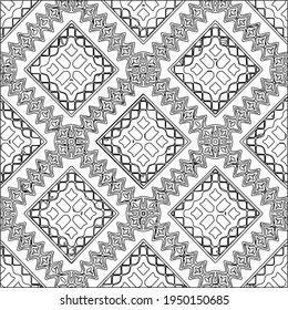  Geometric vector pattern with triangular elements. Seamless abstract ornament for wallpapers and backgrounds. Black and white colors. 