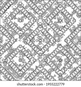 Geometric vector pattern with triangular elements. Seamless abstract ornament for wallpapers and backgrounds. Black and white colors.
