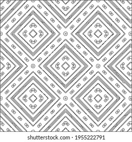 Geometric vector pattern with triangular elements. Seamless abstract ornament for wallpapers and backgrounds. Black and white colors.
