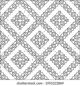 Geometric vector pattern with triangular elements. Seamless abstract ornament for wallpapers and backgrounds. Black and white colors.
