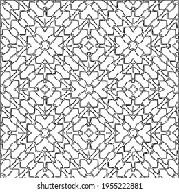 Geometric vector pattern with triangular elements. Seamless abstract ornament for wallpapers and backgrounds. Black and white colors.
