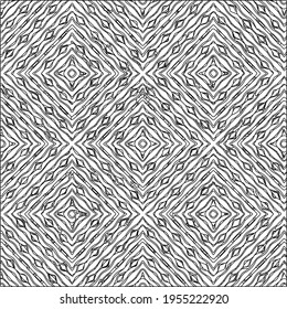 Geometric vector pattern with triangular elements. Seamless abstract ornament for wallpapers and backgrounds. Black and white colors.
