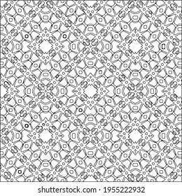 Geometric vector pattern with triangular elements. Seamless abstract ornament for wallpapers and backgrounds. Black and white colors.
