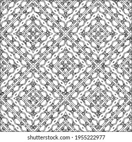 Geometric vector pattern with triangular elements. Seamless abstract ornament for wallpapers and backgrounds. Black and white colors.
