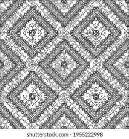 Geometric vector pattern with triangular elements. Seamless abstract ornament for wallpapers and backgrounds. Black and white colors.

