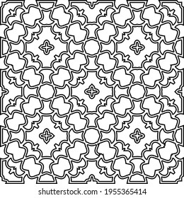 Geometric vector pattern with triangular elements. Seamless abstract ornament for wallpapers and backgrounds. Black and white colors.
