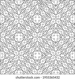 Geometric vector pattern with triangular elements. Seamless abstract ornament for wallpapers and backgrounds. Black and white colors.
