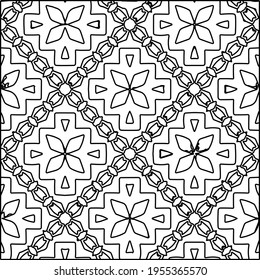 Geometric vector pattern with triangular elements. Seamless abstract ornament for wallpapers and backgrounds. Black and white colors.

