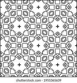 Geometric vector pattern with triangular elements. Seamless abstract ornament for wallpapers and backgrounds. Black and white colors.
