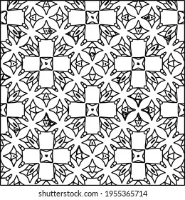 Geometric vector pattern with triangular elements. Seamless abstract ornament for wallpapers and backgrounds. Black and white colors.
