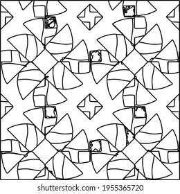 Geometric vector pattern with triangular elements. Seamless abstract ornament for wallpapers and backgrounds. Black and white colors.
