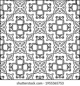 Geometric vector pattern with triangular elements. Seamless abstract ornament for wallpapers and backgrounds. Black and white colors.
