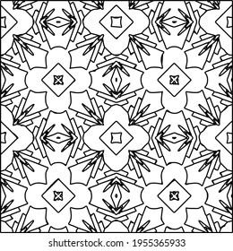 Geometric vector pattern with triangular elements. Seamless abstract ornament for wallpapers and backgrounds. Black and white colors.
