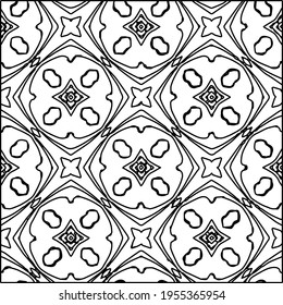 Geometric vector pattern with triangular elements. Seamless abstract ornament for wallpapers and backgrounds. Black and white colors.
