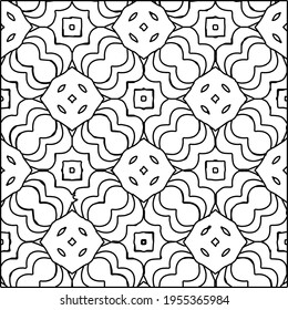 Geometric vector pattern with triangular elements. Seamless abstract ornament for wallpapers and backgrounds. Black and white colors.
