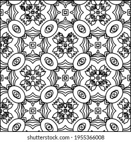 Geometric vector pattern with triangular elements. Seamless abstract ornament for wallpapers and backgrounds. Black and white colors.
