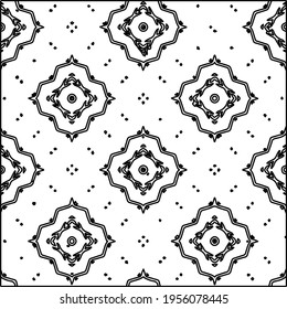 Geometric vector pattern with triangular elements. Seamless abstract ornament for wallpapers and backgrounds. Black and white colors.