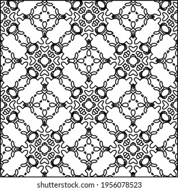 Geometric vector pattern with triangular elements. Seamless abstract ornament for wallpapers and backgrounds. Black and white colors.