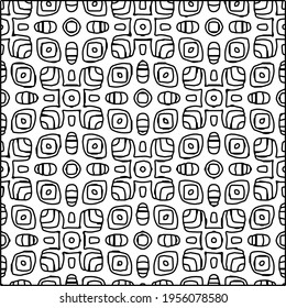 Geometric vector pattern with triangular elements. Seamless abstract ornament for wallpapers and backgrounds. Black and white colors.