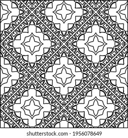 Geometric vector pattern with triangular elements. Seamless abstract ornament for wallpapers and backgrounds. Black and white colors.