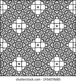 Geometric vector pattern with triangular elements. Seamless abstract ornament for wallpapers and backgrounds. Black and white colors.