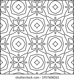 Geometric vector pattern with triangular elements. Seamless abstract ornament for wallpapers and backgrounds. Black and white colors.
