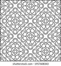 Geometric vector pattern with triangular elements. Seamless abstract ornament for wallpapers and backgrounds. Black and white colors.

