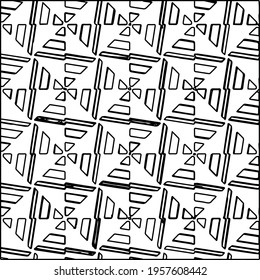 Geometric vector pattern with triangular elements. Seamless abstract ornament for wallpapers and backgrounds. Black and white colors.
