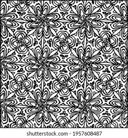 Geometric vector pattern with triangular elements. Seamless abstract ornament for wallpapers and backgrounds. Black and white colors.
