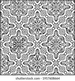 Geometric vector pattern with triangular elements. Seamless abstract ornament for wallpapers and backgrounds. Black and white colors.
