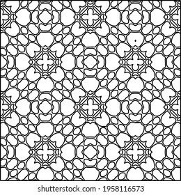 Geometric vector pattern with triangular elements. Seamless abstract ornament for wallpapers and backgrounds. Black and white colors. 