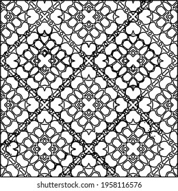 Geometric vector pattern with triangular elements. Seamless abstract ornament for wallpapers and backgrounds. Black and white colors. 