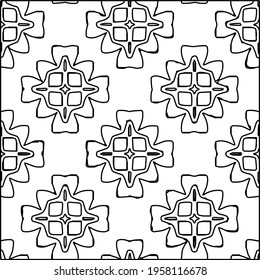 Geometric vector pattern with triangular elements. Seamless abstract ornament for wallpapers and backgrounds. Black and white colors. 
