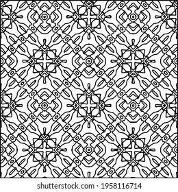 Geometric vector pattern with triangular elements. Seamless abstract ornament for wallpapers and backgrounds. Black and white colors. 