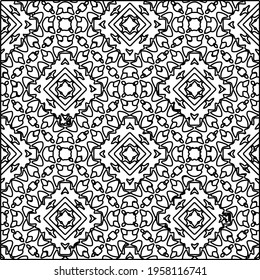 Geometric vector pattern with triangular elements. Seamless abstract ornament for wallpapers and backgrounds. Black and white colors. 